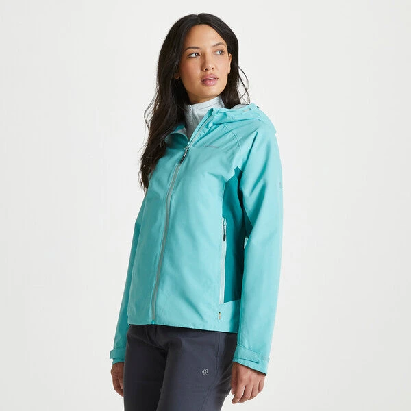 Craghoppers Women's Atlas Waterproof Shell Jacket Sea Breeze/ Verde RRP £85 CWW1158