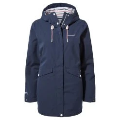 Craghoppers Women's Salia Long Waterproof Navy Jacket RRP £120 CWW1176