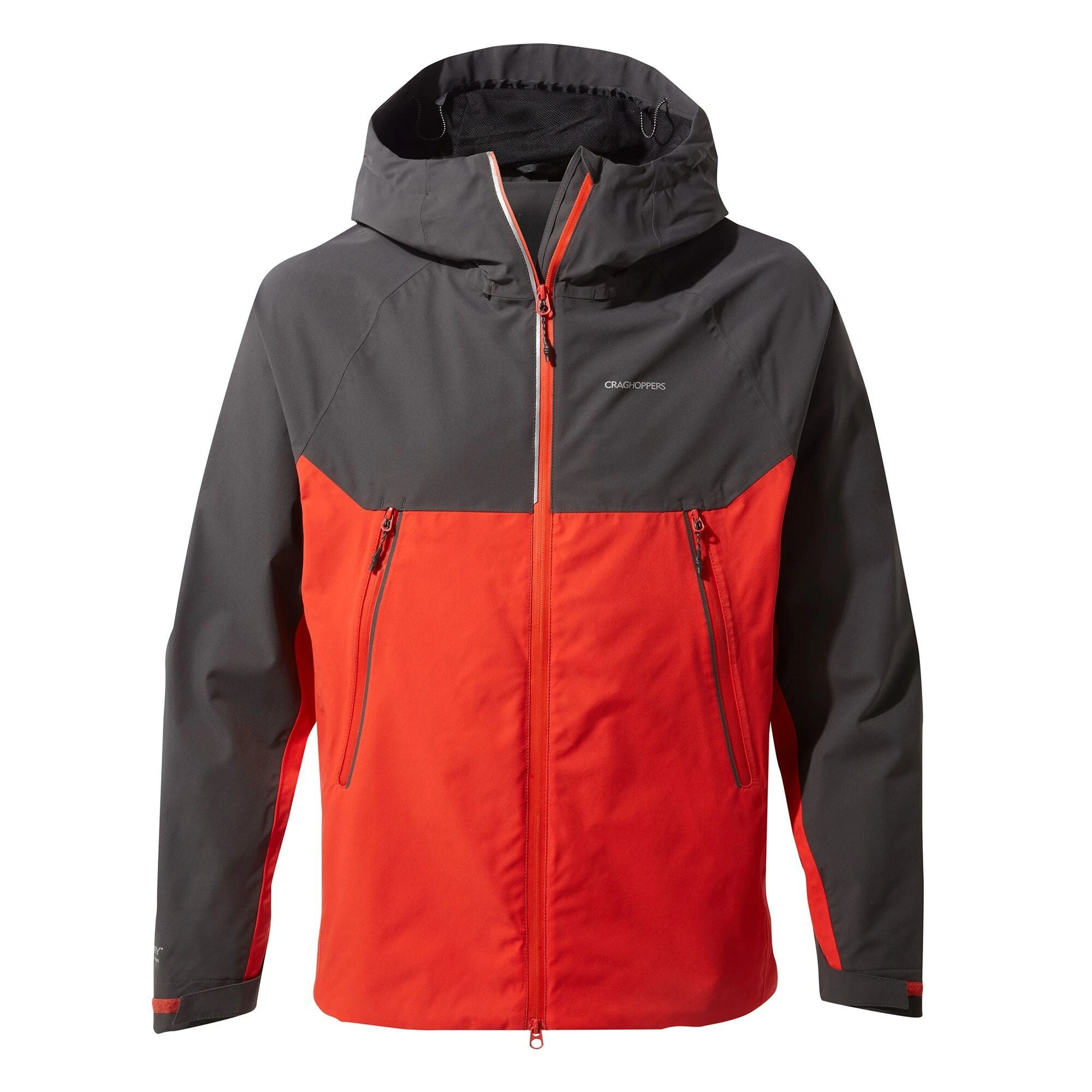 Craghoppers Craghopppers Men's Trelawney Waterproof Hooded Jacket Black Pepper/Red CMW772 RRP £100