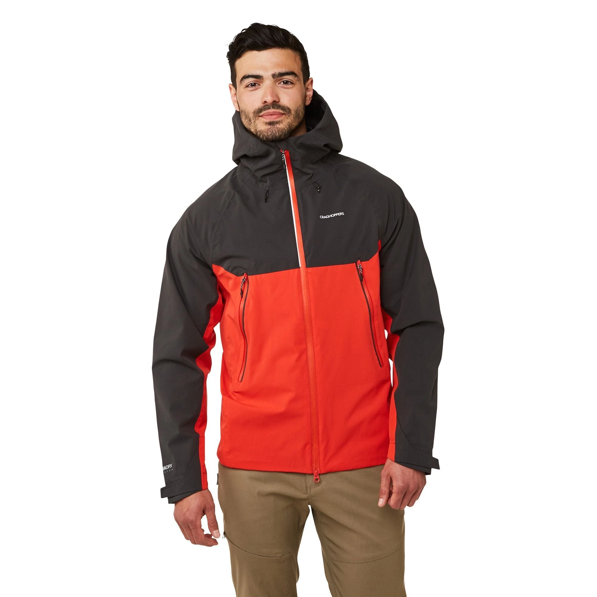 Craghoppers Craghopppers Men's Trelawney Waterproof Hooded Jacket Black Pepper/Red CMW772 RRP £100 - Image 2