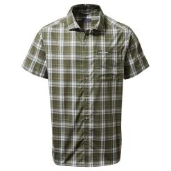 Craghoppers Men's Vernon Short Sleeved Shirt Parka Green Check