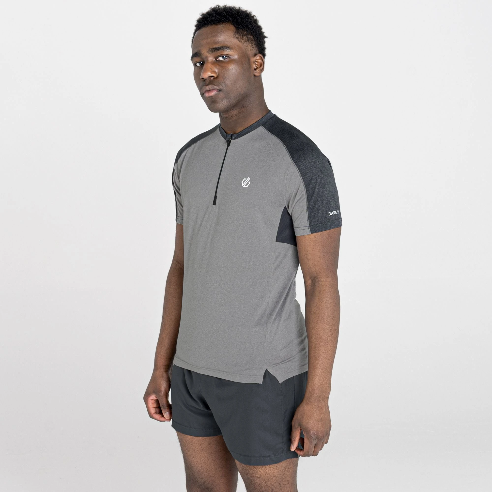 Dare2B Dare 2b Men's Aces II Zip Up Lightweight T-Shirt Ash/Ebony - Image 2