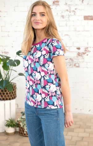 Lighthouse Women's Causeway Tee Navy Abstract Floral - Image 2