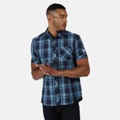 Regatta Men's Deakin III Short Sleeve Shirt Navy Check