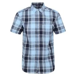 Regatta Men's Deakin IV Short Sleeve Shirt Powder Blue Check