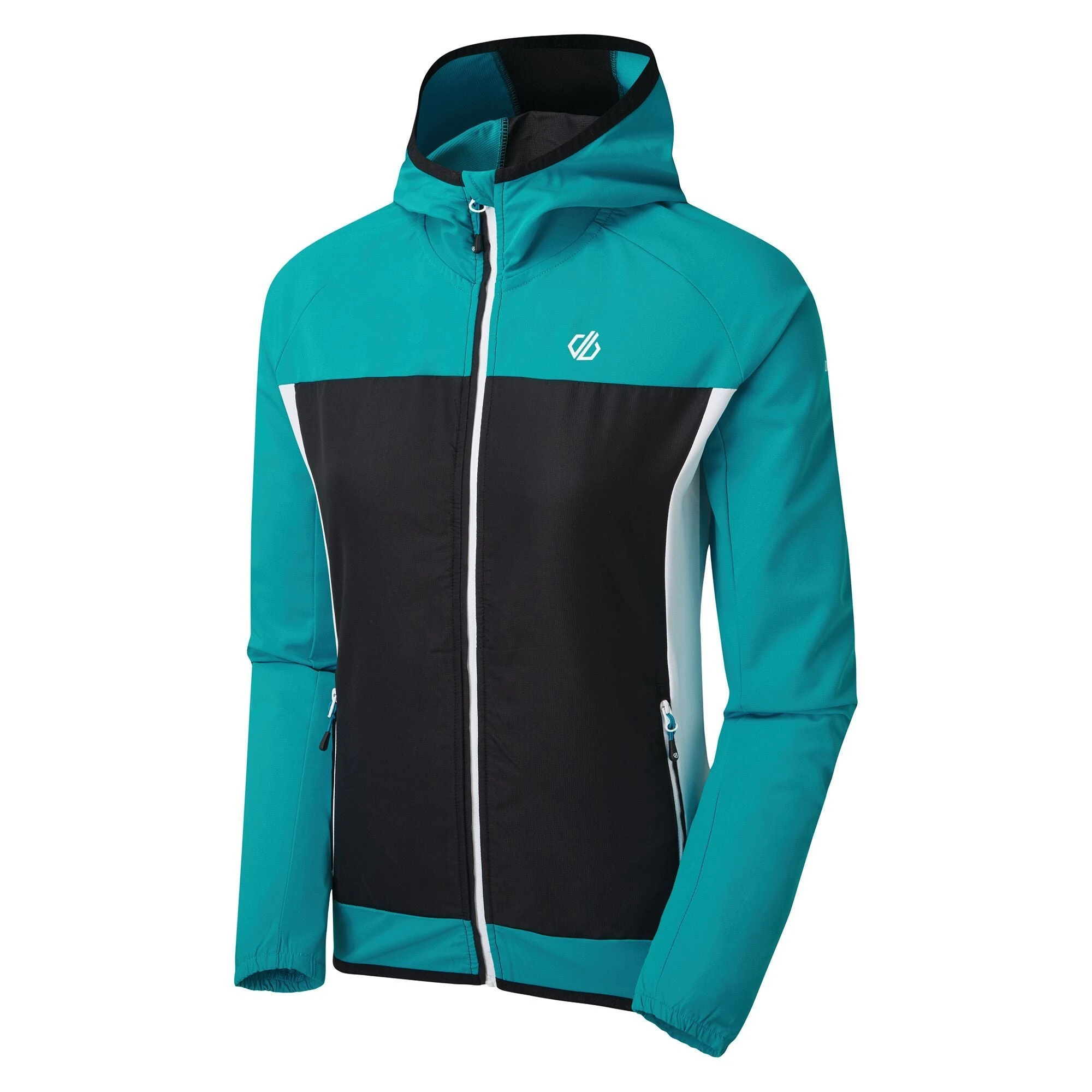 Dare2B Dare 2b Women's Duplicity Hooded Softshell Jacket Fresh Water Blue Black RRP £70