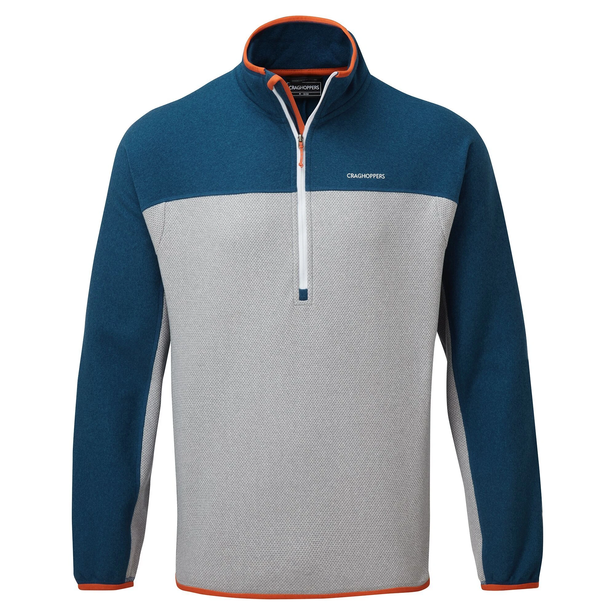 Craghoppers Men's Galway Half-Zip Cloud Grey/ Poseidon Blue Marl RRP £45