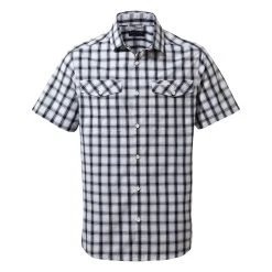 Craghoppers Men's Passos Short Sleeved Blue Navy Check Shirt RRP £50