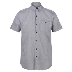 Regatta Men's Damari Coolweave Cotton Short Sleeve Shirt - Seal Grey
