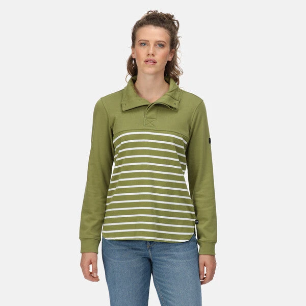 Regatta Women's Camiola II Half Button Jersey Greenfields/White Stripe - Image 5