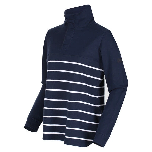 Regatta Women's Camiola II Half Button Jersey Navy/White Stripe - Image 3