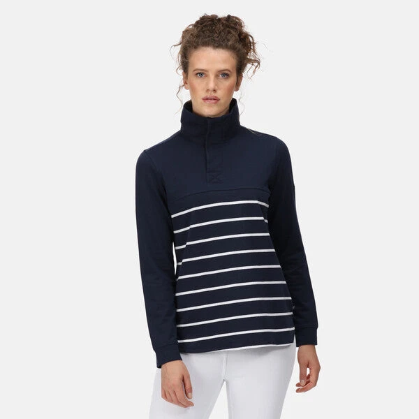 Regatta Women's Camiola II Half Button Jersey Navy/White Stripe