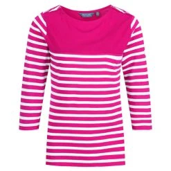 Regatta Women's Pandara Long Sleeve T-Shirt Dark Cerise/White Stripe