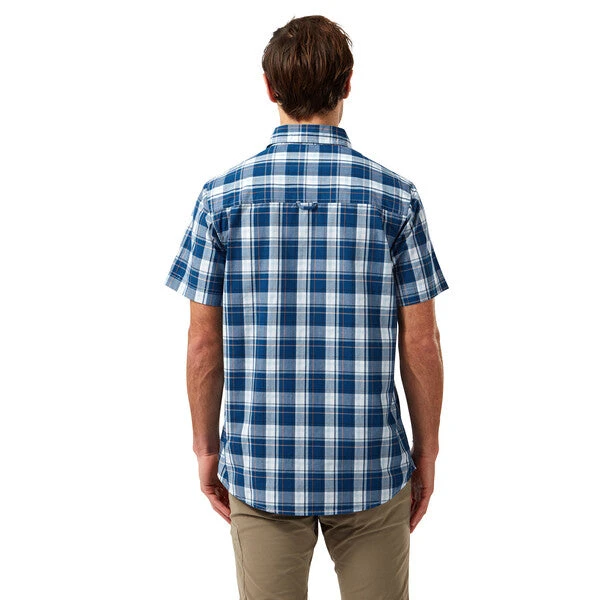 Craghoppers Vernon Short Sleeved Shirt Poseidon Blue Check - Image 3