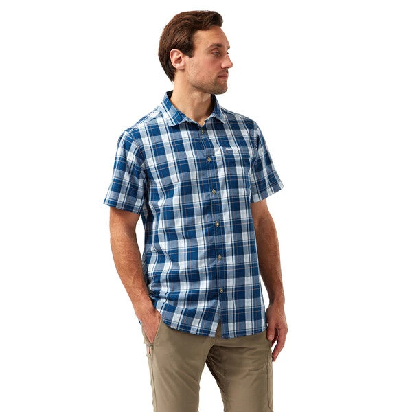 Craghoppers Vernon Short Sleeved Shirt Poseidon Blue Check - Image 2