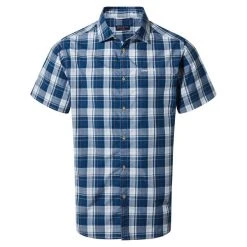 Craghoppers Vernon Short Sleeved Shirt Poseidon Blue Check